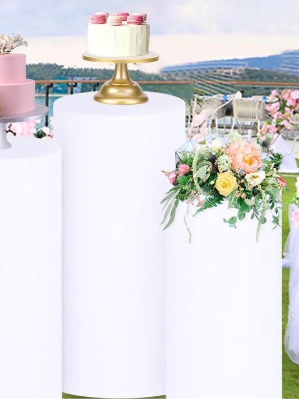 White cover for Round Pedestal Display Column